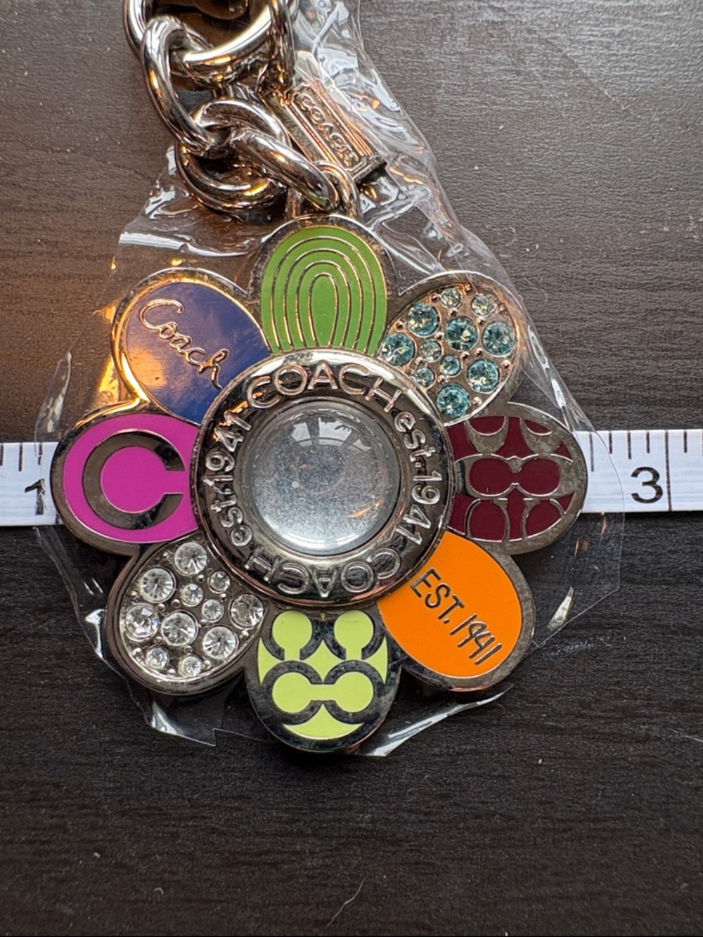 Coach Multicolor Enamel Flower Charm Keyring - Picture 5 of 5